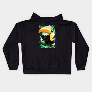 Toucan bird yellow - tropical style Kids Hoodie